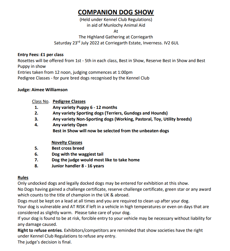 Highland Gathering - Companion Dog Show | 30 June 2022 | Stratherrick & Foyers Community Trust Highland Gathering - Companion Dog Show | 30 June 2022 | Stratherrick & Foyers Community Trust